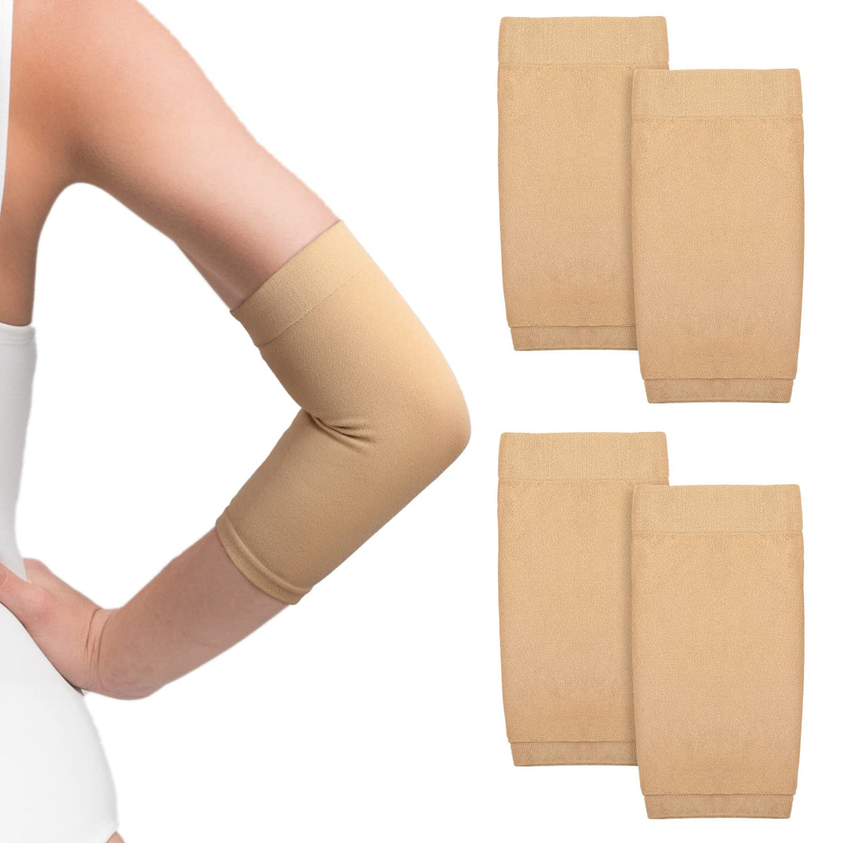 Vicenpal front view of nude sleeves showing product benefits