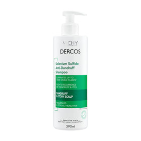 VICHY Dercos front bottle showing product and benefit of dandruff control