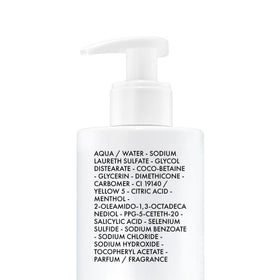 VICHY Dercos label detail highlighting active ingredients and dermatologist-tested claim