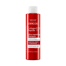 VICHY Dercos shampoo front view showing 200ml bottle and clear benefit
