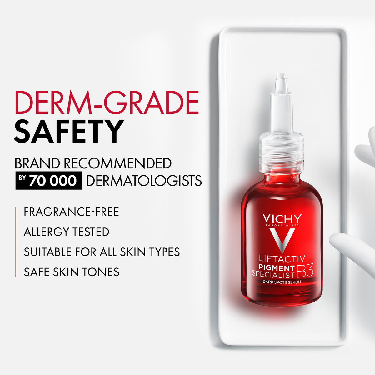 Vichy LiftActiv B3 bottle with Vichy volcanic water background implying mineral support