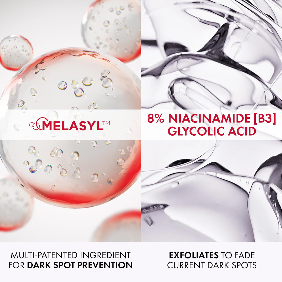 Vichy LiftActiv B3 close-up label highlighting Melasyl and 8% niacinamide