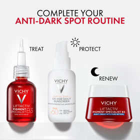 Vichy LiftActiv B3 on bathroom vanity in morning routine context for daily use