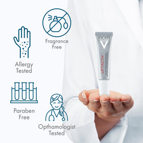Vichy liftactiv ingredients label highlighting Rhamnose, Caffeine and minerals