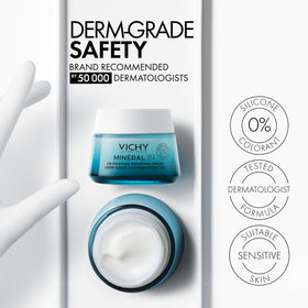 VICHY cream applied on hand demonstrating smooth spread and instant moisture