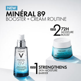 VICHY ingredients label detail showing minerals, hyaluronic acid benefits
