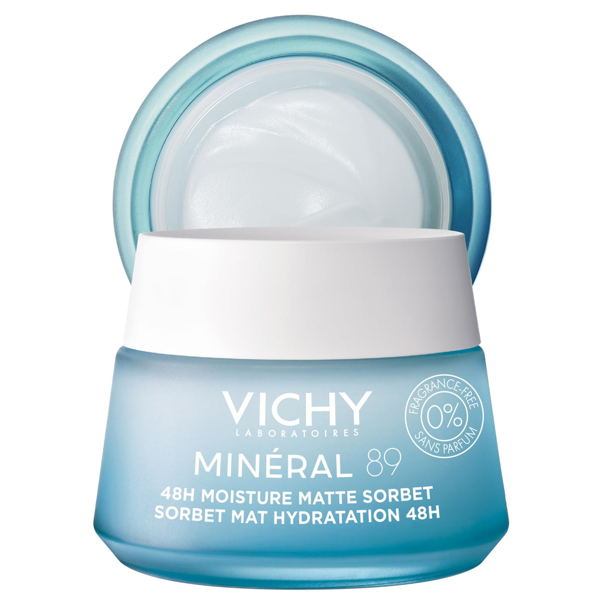 VICHY jar front view showing clean packaging and matte gel benefits