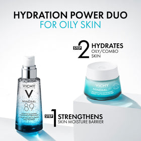 VICHY product next to coin illustrating jar size and travel-friendly benefit