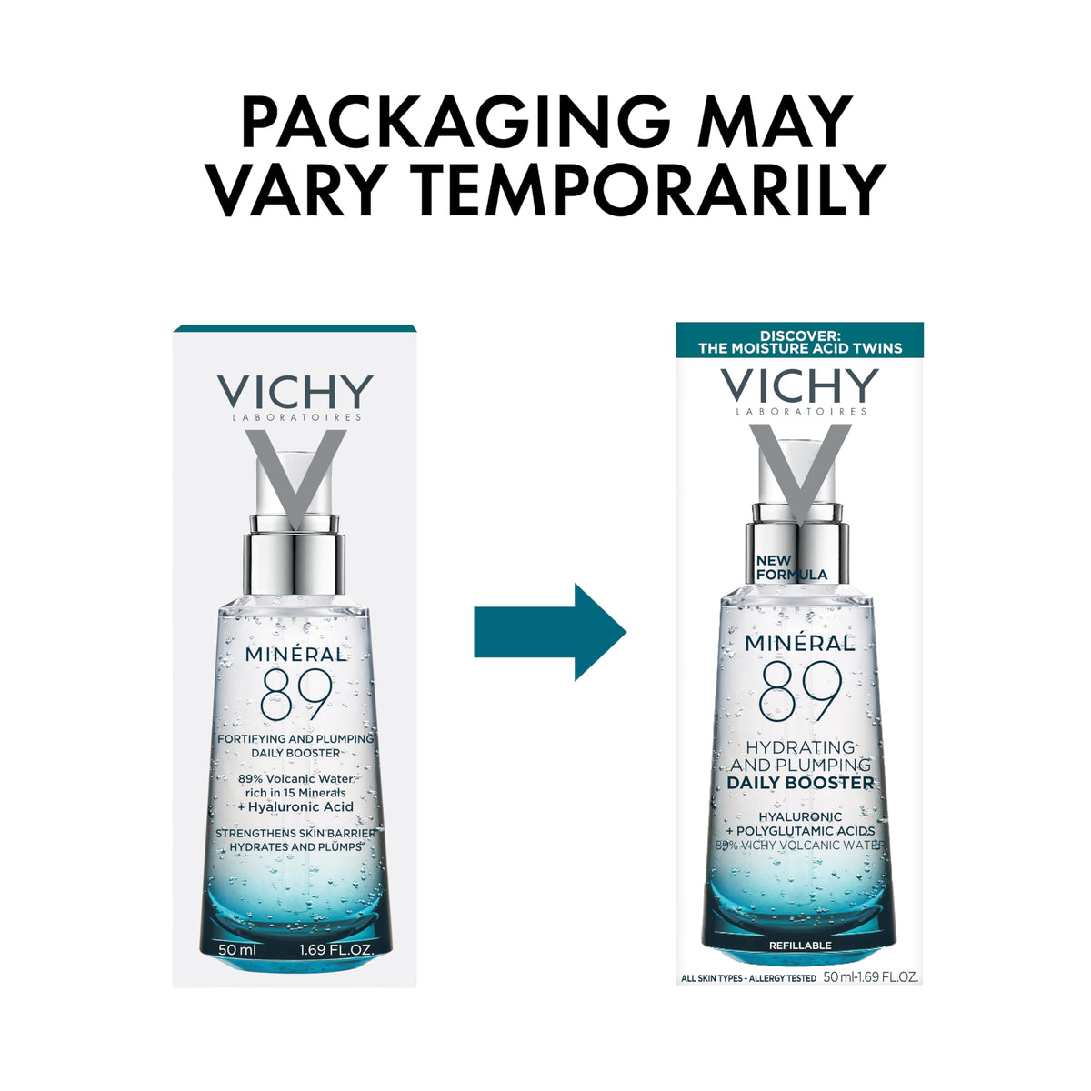 VICHY Minéral 89 bottle next to ruler to show 1.7 fl oz scale
