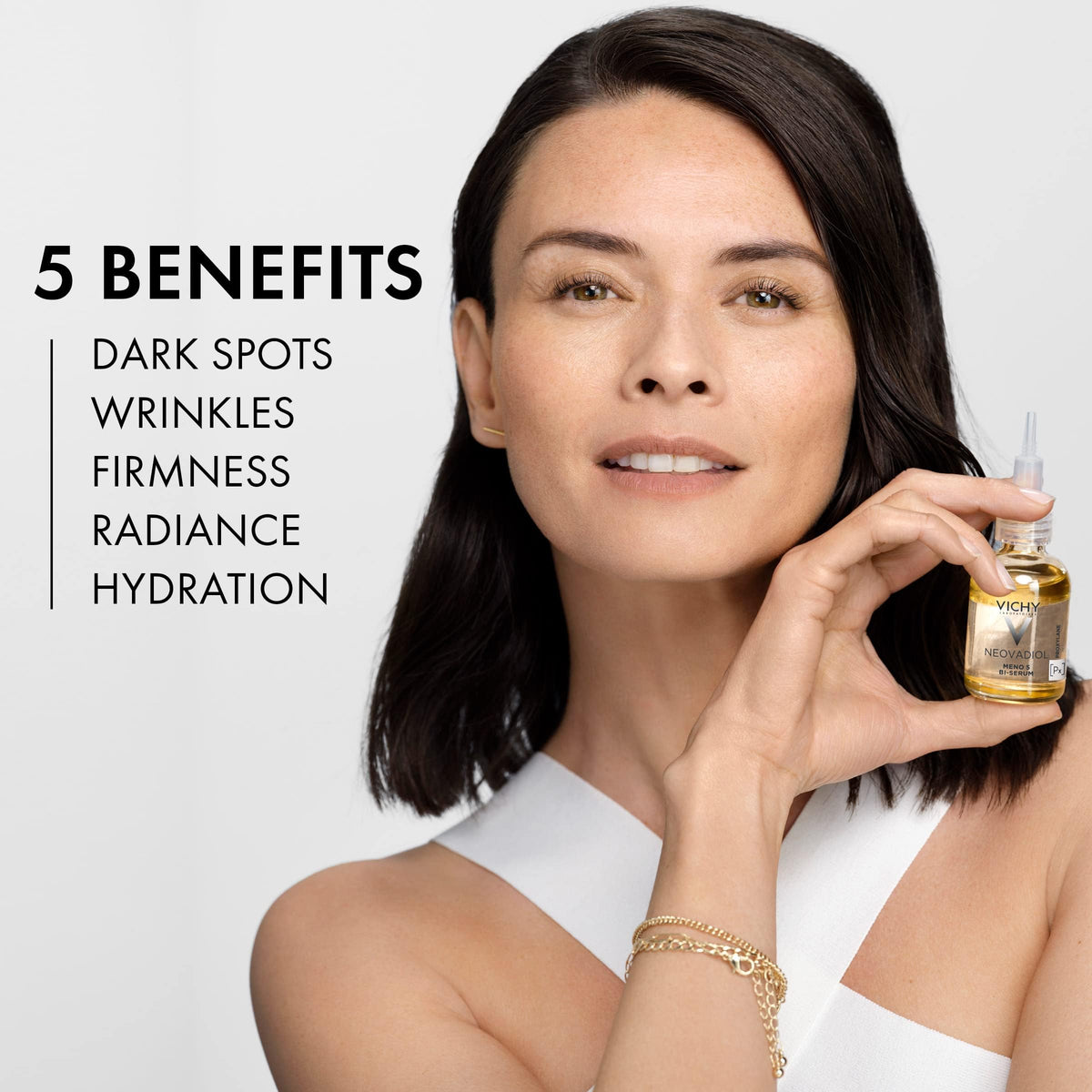 Vichy Neovadiol serum texture close-up demonstrating lightweight absorption