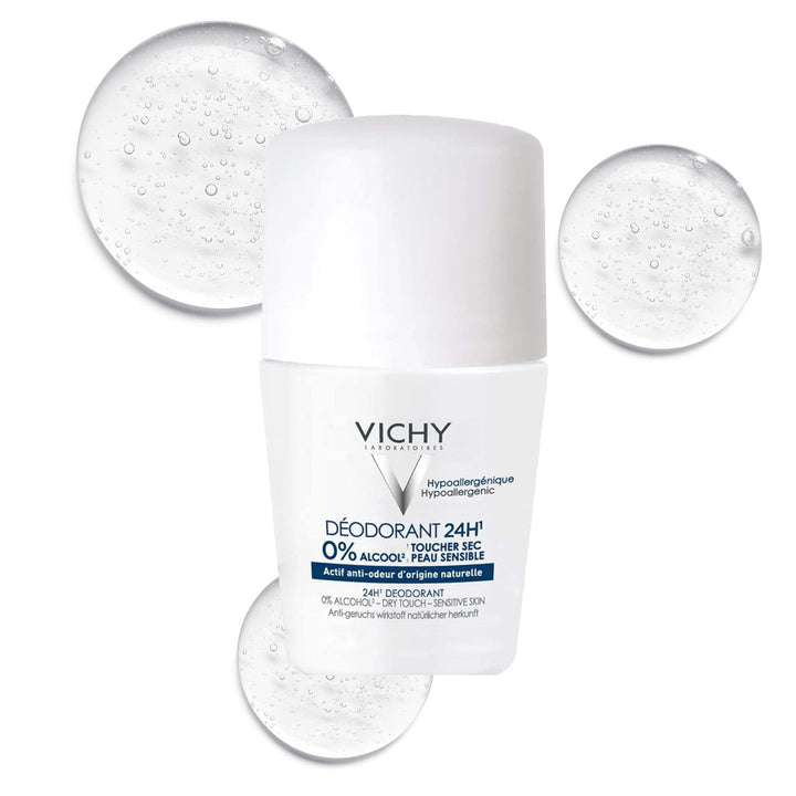 Vichy roll-on front packaging showing bottle and branding for clear finish