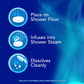 Vicks in morning shower setting showing energizing eucalyptus steam benefit