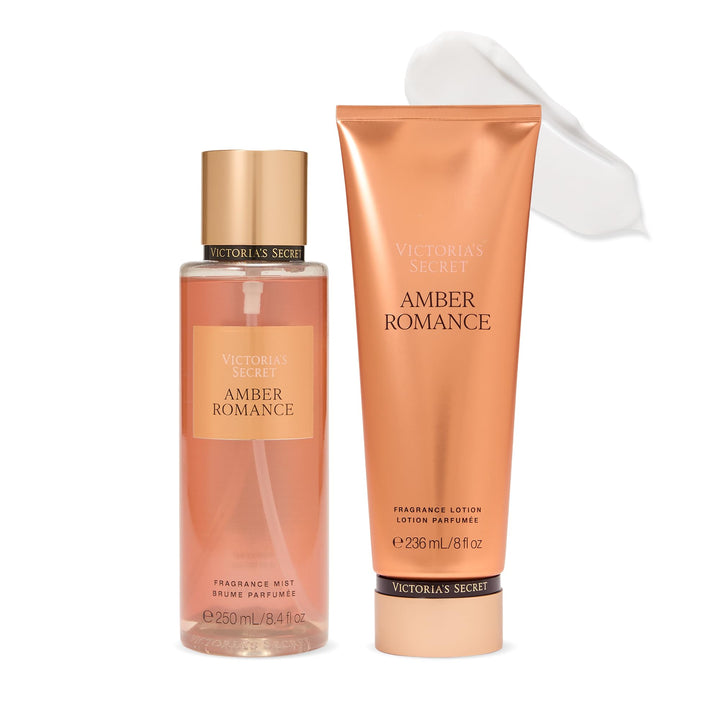 Victoria's Secret front packaging showing both Amber Romance bottles as a gift set