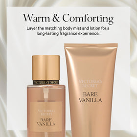 Victoria's Secret bottles beside a passport to show travel-friendly sizes