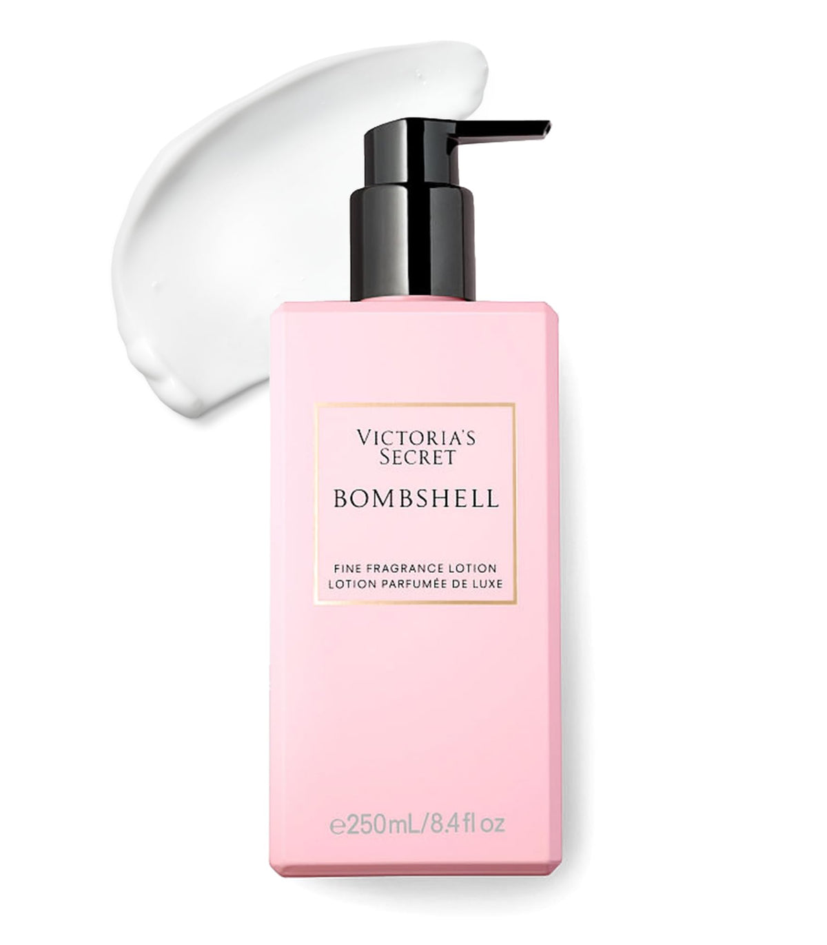 Victoria's Secret front view of Bombshell lotion showing bottle and branding for confident scent