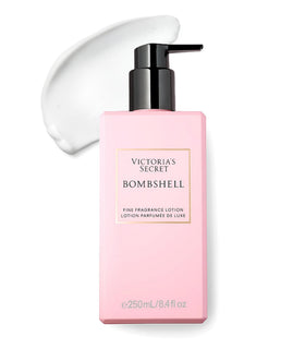 Victoria's Secret front view of Bombshell lotion showing bottle and branding for confident scent