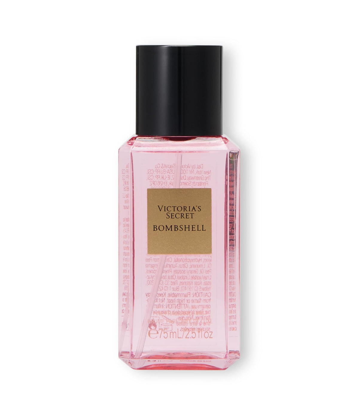 Victoria's Secret front packaging of Bombshell mini mist showing label and size, perfect for travel