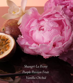 Victoria's Secret side label close-up highlighting scent notes and ingredient clarity benefit