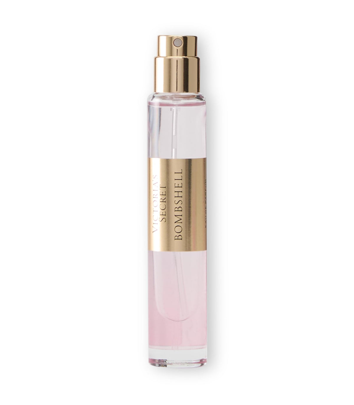 Victoria's Secret Bombshell nozzle close-up demonstrating precise spray and no-leak benefit