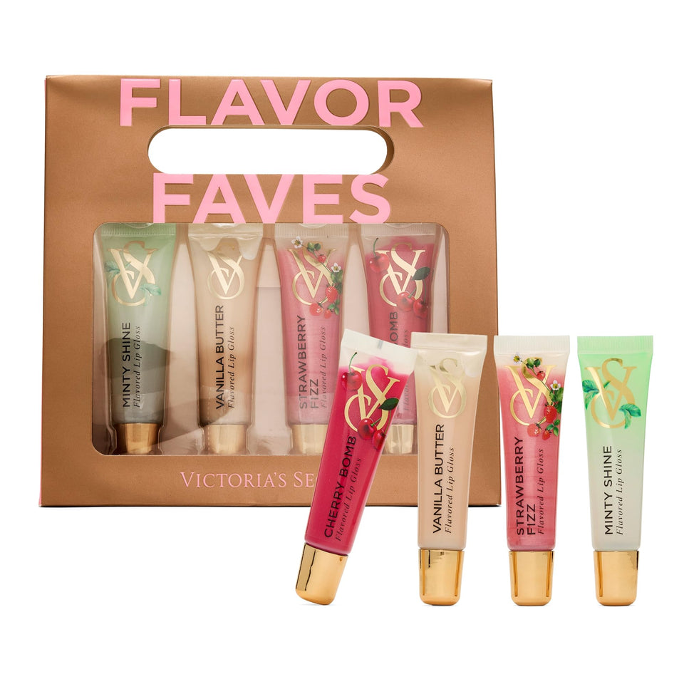 Victoria's Secret front packaging view showcasing the four glosses and gift-ready design