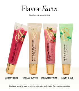 Victoria's Secret close-up of gloss tubes showing applicator tips and glossy texture