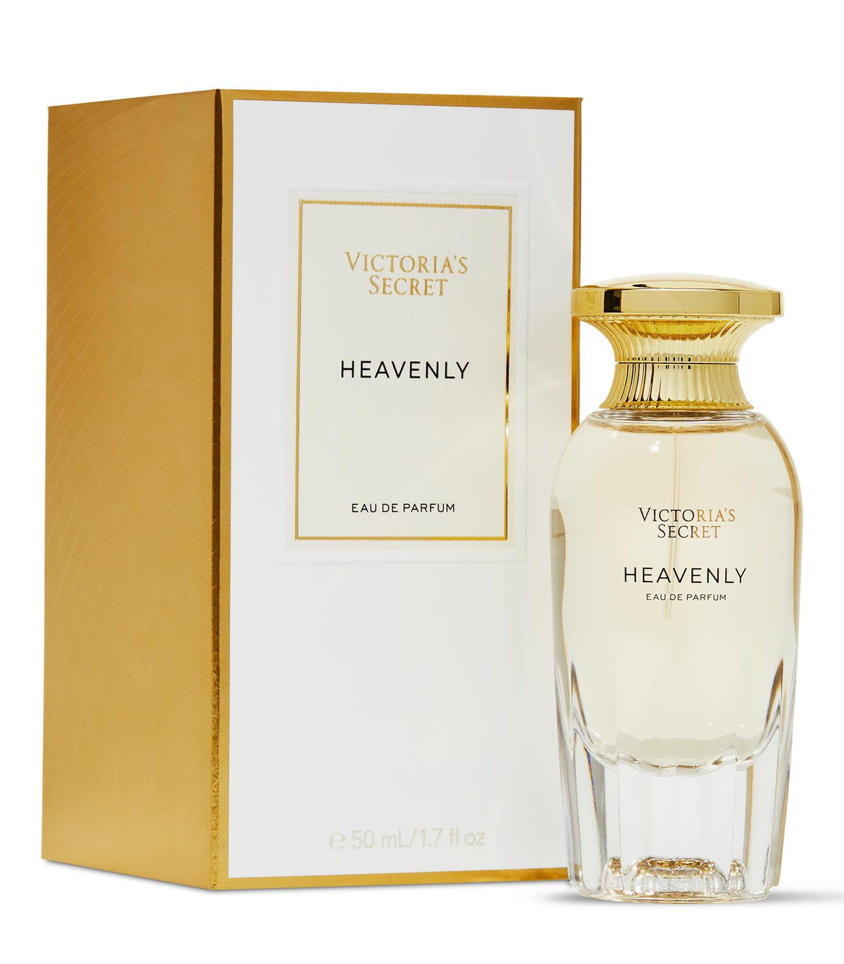 Victoria's Secret Heavenly front bottle view showing elegant packaging and gift-ready appeal