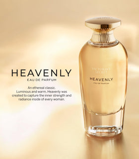 Victoria's Secret Heavenly label detail highlighting notes and premium brand presentation