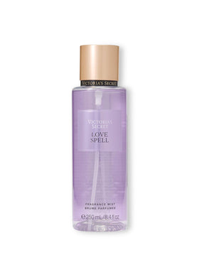 Victoria's Secret Love Spell front bottle view showing scent and size benefit
