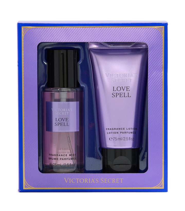 Victoria's Secret duo front view showing both bottles and chic packaging benefit gifting