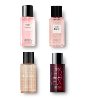Victoria's Secret individual mini mist bottles lined up displaying each scent for quick choice