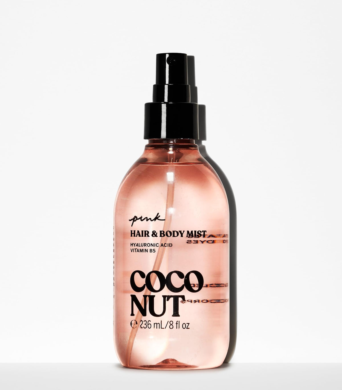 Victoria's Secret PINK spray nozzle close-up demonstrating fine mist hydration benefit