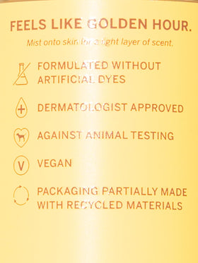 Victoria's Secret mist sheen on skin texture close-up, demonstrating lightweight finish