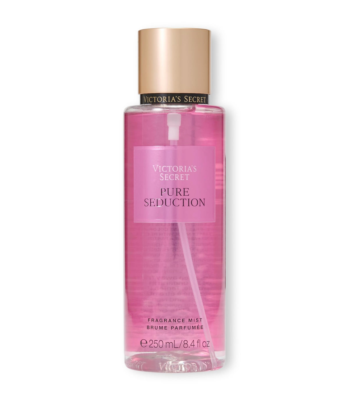 Victoria's Secret close-up of mist bottle highlighting sleek branded design