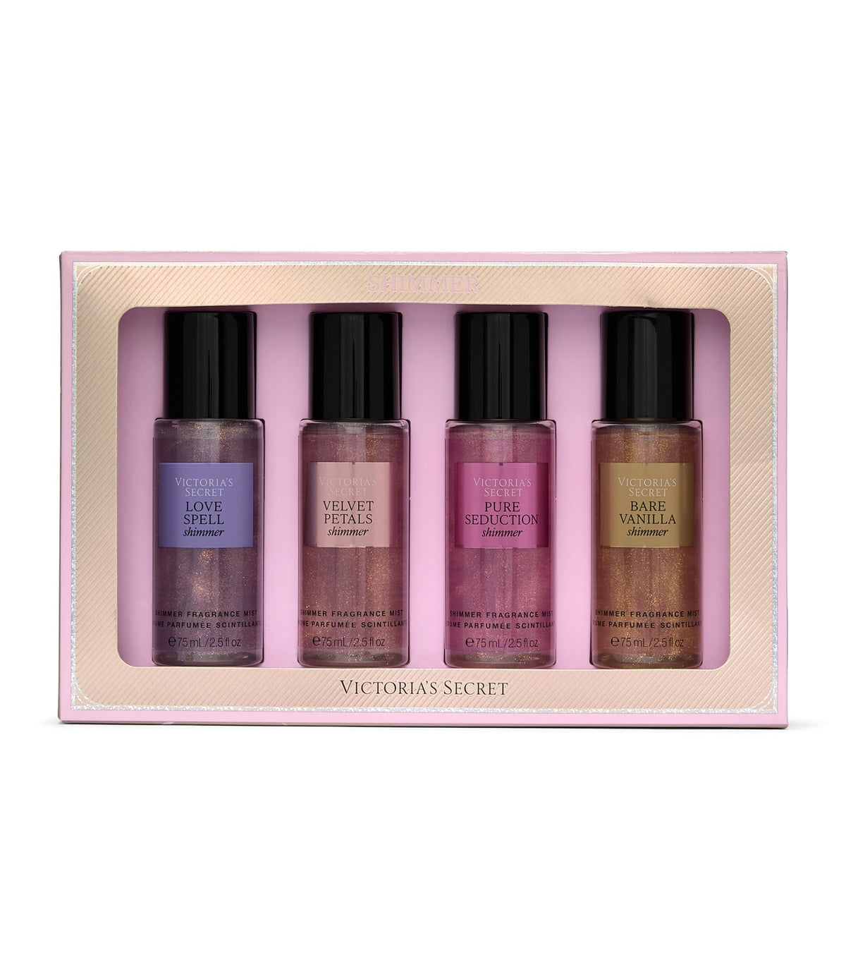 Victoria's Secret bottle close-up showing shimmer finish and label clarity