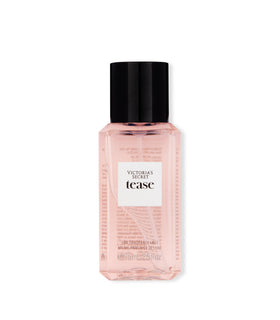 Victoria's Secret front bottle view showing compact design and signature label benefit portability