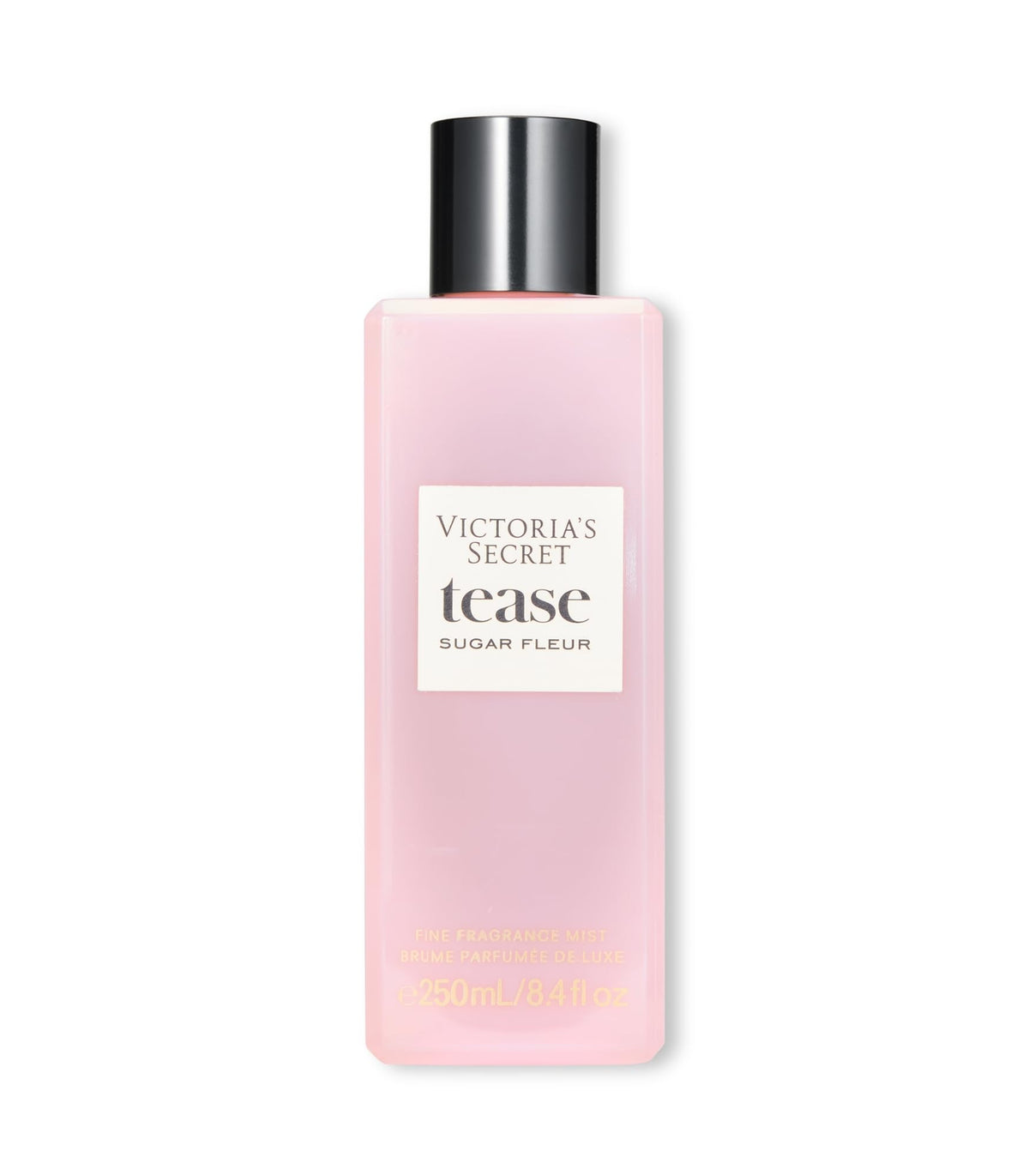 Victoria's Secret bottle front view showing label and playful packaging benefit: easy identification
