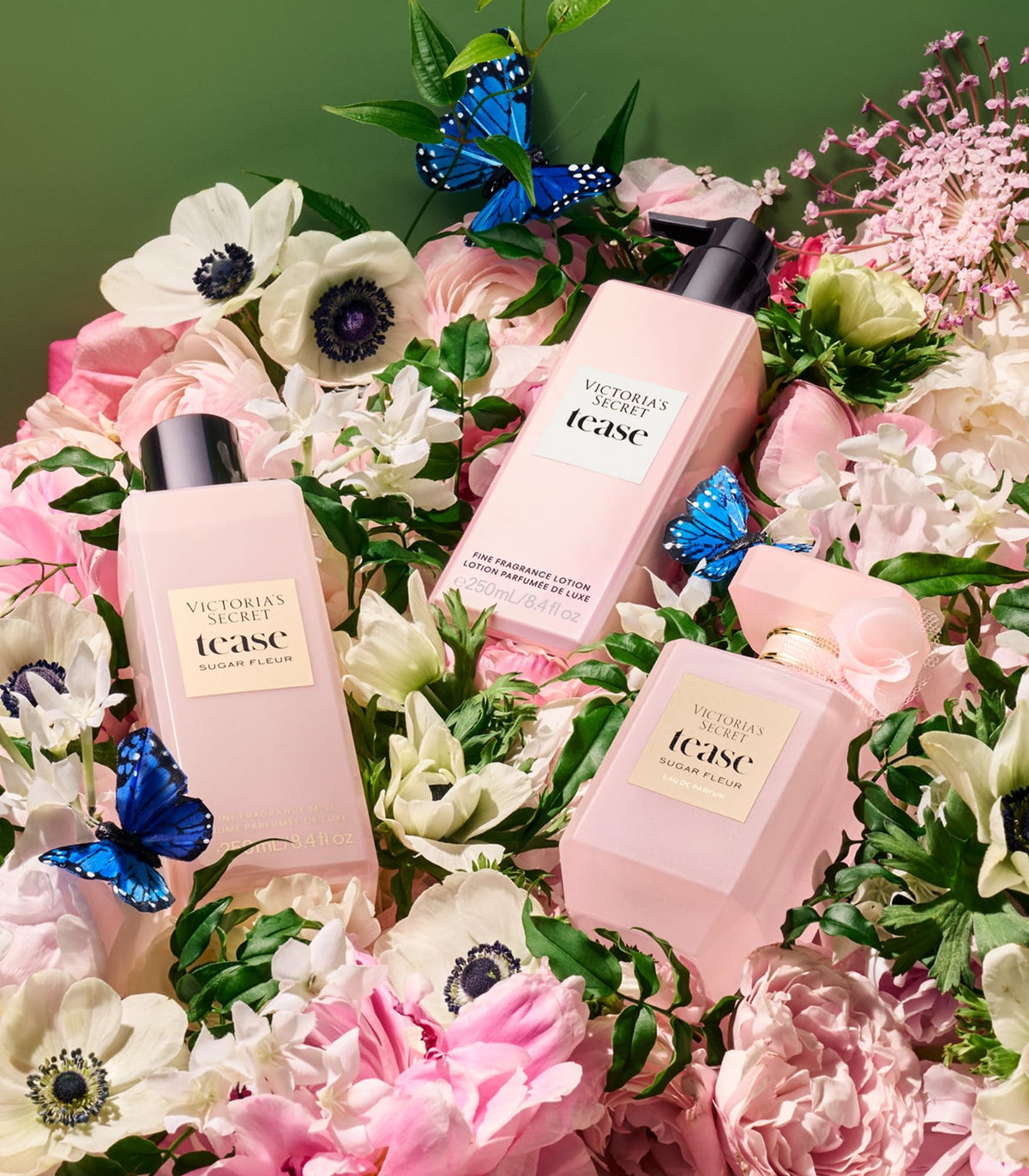 Victoria's Secret bottle styled on a dresser conveying daily use and feminine aesthetic