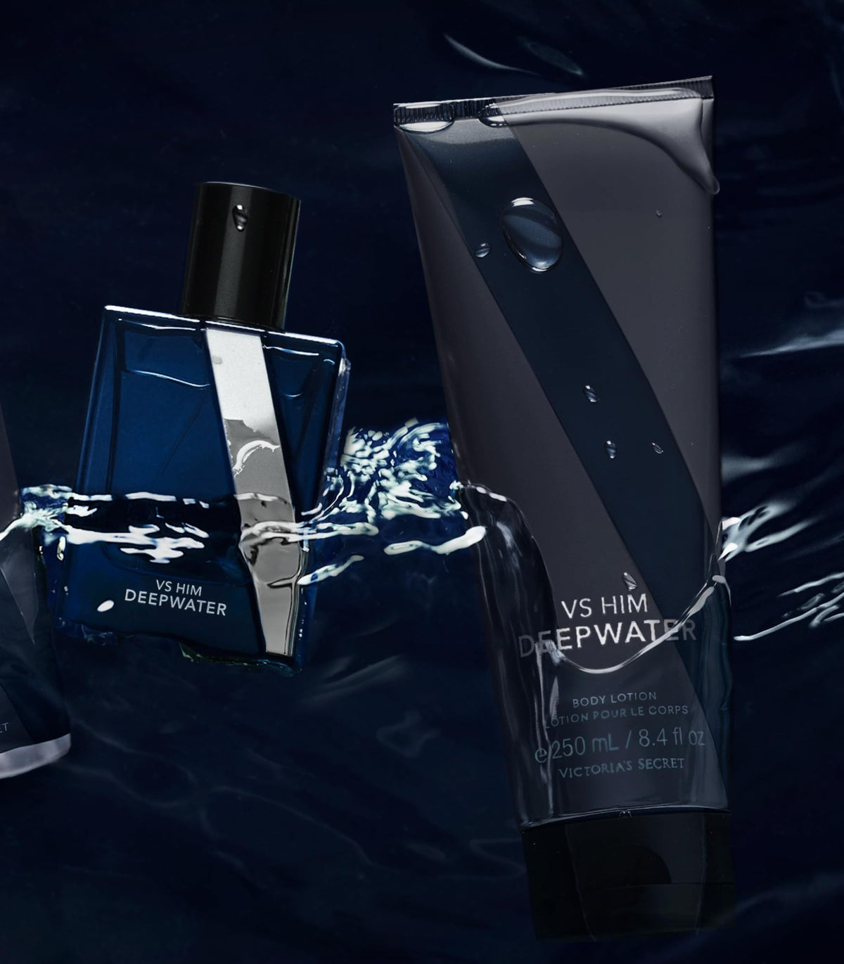 Victoria's Secret VS Him Deepwater on bathroom counter showing everyday lifestyle use