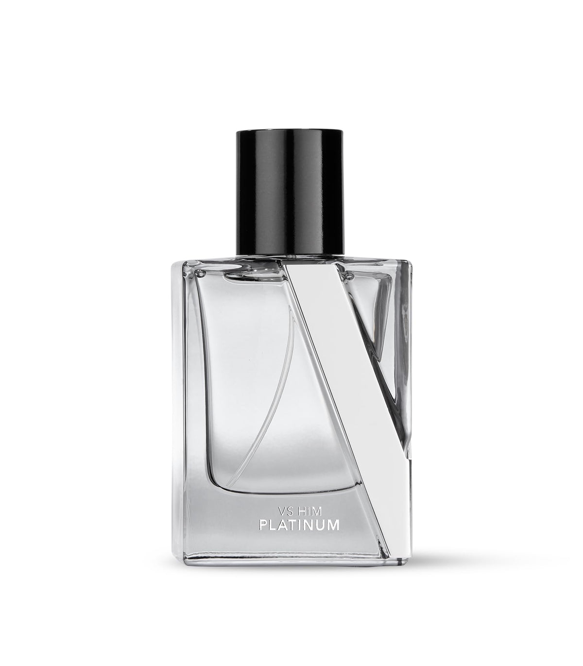 Victoria's Secret close-up of VS Him Platinum bottle detailing upscale finish