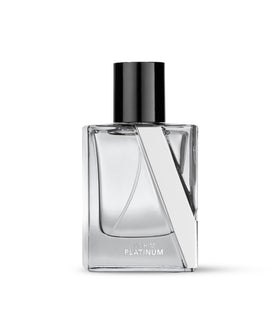 Victoria's Secret close-up of VS Him Platinum bottle detailing upscale finish