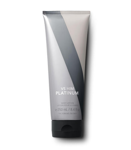 Victoria's Secret VS Him Platinum front packaging showing bottle and label, sleek presentation benefit