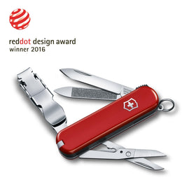Victorinox Nail Clip 580 attached to key ring in hand showing easy access and travel convenience