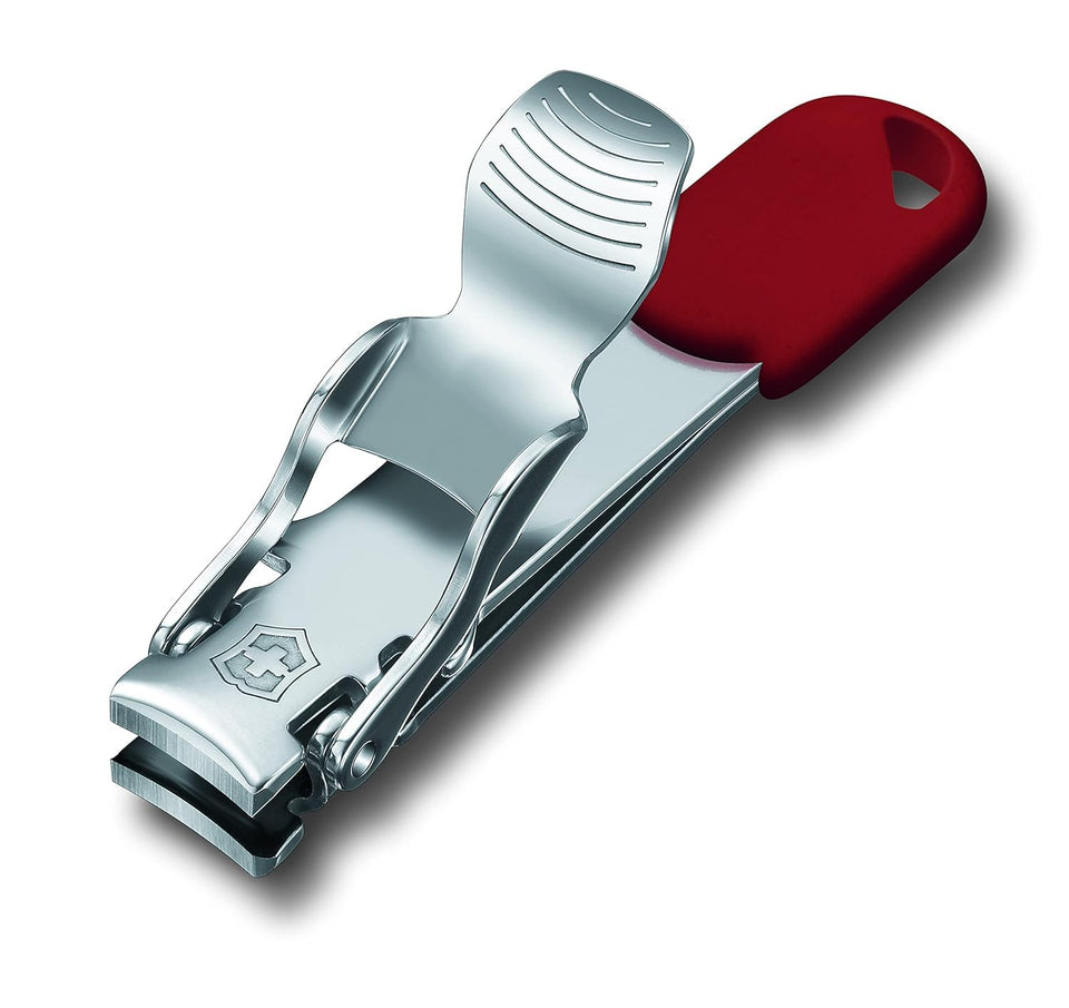 Victorinox nail clipper front packaging showing compact design and portability benefit
