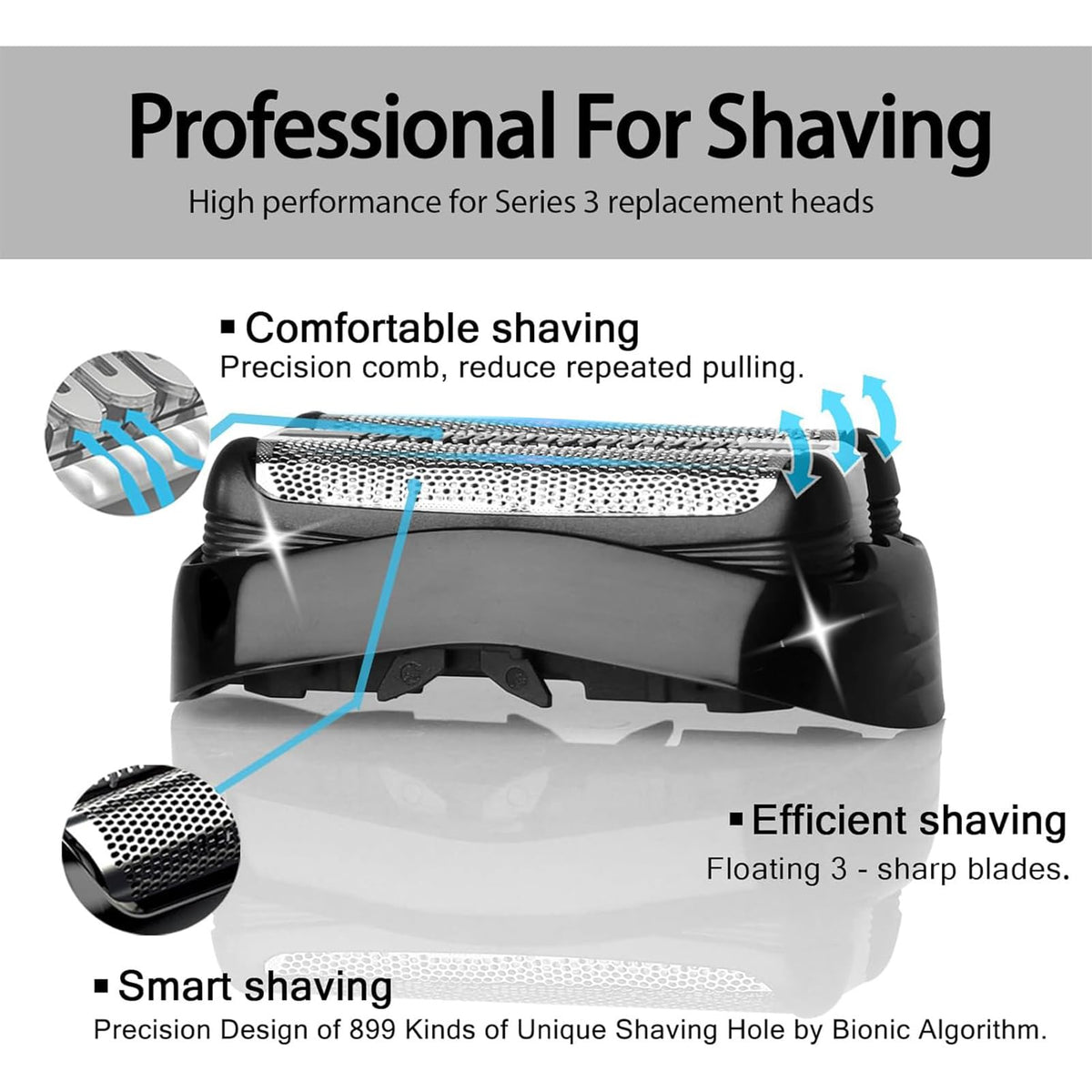 VIDSA shaver head installed on razor during use showing smooth contouring