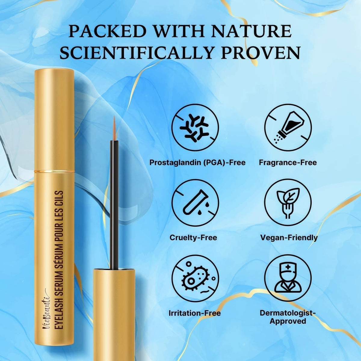 VieBeauti applied to upper lash line demonstrating precise nightly use