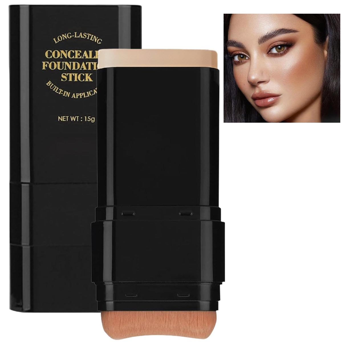 Vienflona foundation stick front view showing sleek design and easy grip benefit