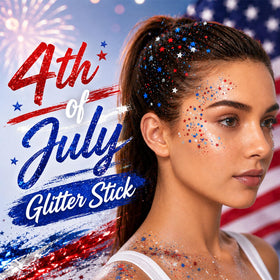 vienflona glitter stick held in hand to show size and easy portability for on-the-go touchups