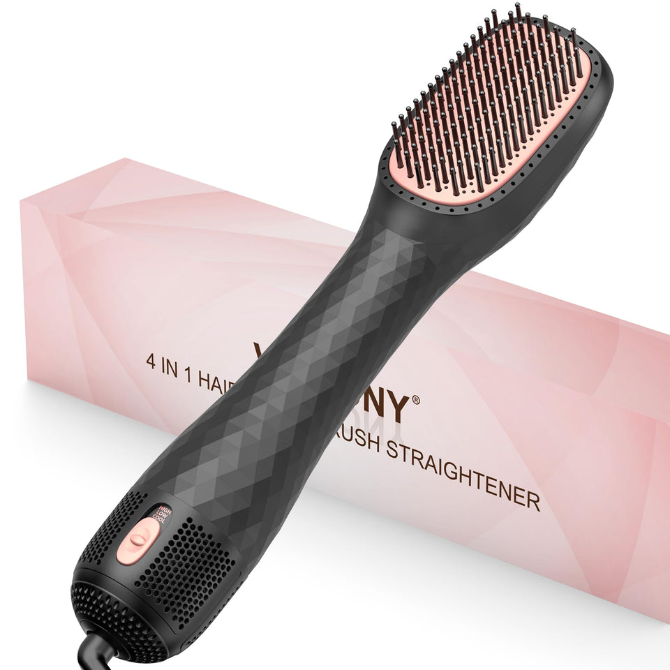 VIGNONY front view of 4-in-1 styler showing brush head and glossy finish for fast styling