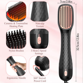 VIGNONY hot air brush in use on long hair demonstrating one-step drying and smoothing