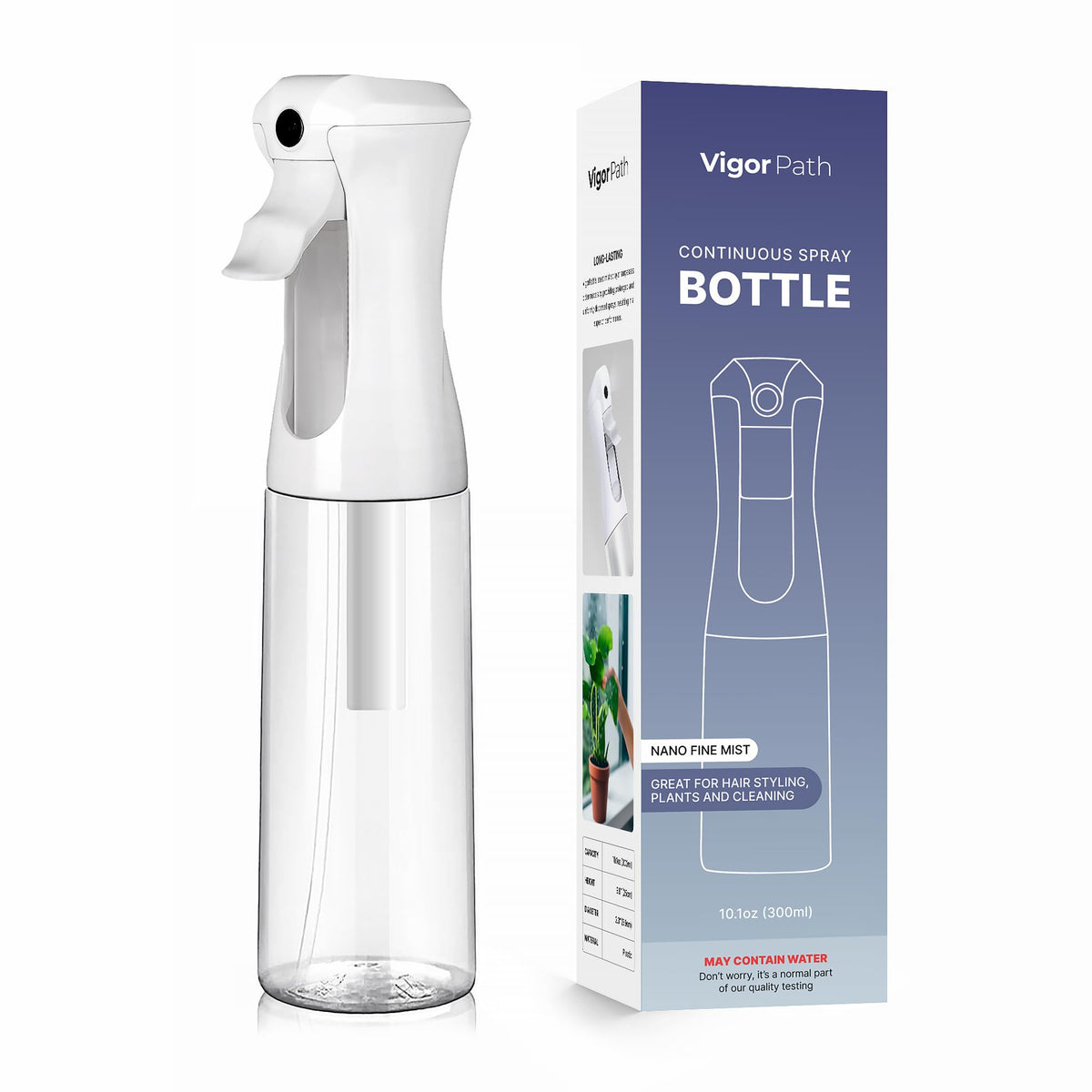 VIGOR PATH front view clear bottle showing capacity and ergonomic shape benefits